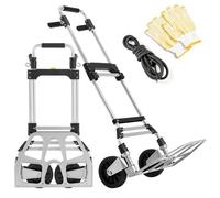 Yaheetech Diable Pliant en Aluminium Chariot avec Poignée Réglable Tendeur Élastique Gants Déménagement Capacité 150 kg Argent