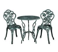 Yaheetech Ensemble de Bistrot 3 Pièces Table de Jardin et 2 Chaises en Métal avec Trou de Parasol, Vert