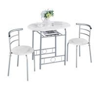 Yaheetech Ensemble de Table de Style Maison de Campagne pour 2 Personnes avec 1 Table à Manger et 2 chaises, Table de Cuisine avec Compartiment de Rangement, Ensemble de Table à Manger et chaises,