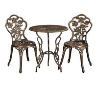 Yaheetech Ensemble de Table et Chaise Salon de Jardin Balcon Kit de Bistro 2 Chaise 1 Table en Alliage Aluminium Bronze