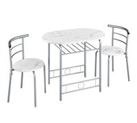 Yaheetech Ensemble Table à Manger et 2 Chaises avec Étagère 90cm Blanc | Lot de 2 Aspect Néo-rétro avec Coins Arrondis & Patins de pied Gain de place pour 2 personnes Cuisine Salon Balcon Jardin