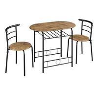 Yaheetech Ensemble Table à Manger et 2 Chaises avec Étagère 90cm Brun