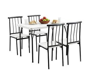 Yaheetech Ensemble Table à Manger et 4 Chaises avec Dossier Blanc et Noir | Plateau lisse 4cm, Coins arrondis, Patins sol, Table charge 90kg chaise 120kg, Pour Cuisine Salle Café Bistro Studio Jardin