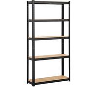 Yaheetech Étagère de Rangement 180 x 90 x 30 cm Étagère Garage à 5 Niveaux avec Cadre en Métal Tablette en Bois MDF Réglable en Hauteur Domicile Magasin Bureau Entrepôt Noir