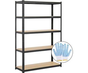 Yaheetech Etagère de Rangement Charge Lourde 180 x 120 x 45 cm Rayonnage Garage Cuisine Atelier Metal Noir Charge Maxi. Total 875 kg