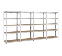 Yaheetech Etagère de Rangement Galvanisé Clipsable 5 Tablettes 180 x 90 x 40 cm Étagères de Garage Charge Lourde 875 kg Résistant (Argenté, 360 × 40 × 180 cm)