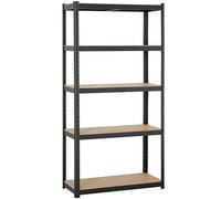 Yaheetech Étagère de Rangement pour Garage Charge Lourde, 180 x 90 x 40 cm Résistant Clipsable Étagère/Rayonnage pour Atelier/Chambre/Entrepôt Noir Lot de 1