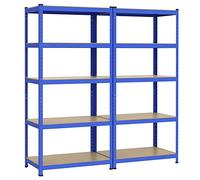 Yaheetech Étagères de rangement 180 x 180 x 45 cm Charge lourde 1325 kg Clipsable 5 Niveaux Rayonnage de stockage en acier MDF Garage Atelier