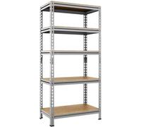 Yaheetech Etagères de Rangement Étagère Metallique Atelier/Garage/Cuisine Charge Lourde 130 kg par Niveau sans Boulons 150 x 70 x 30 cm/Gris Clair