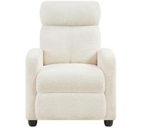 Yaheetech Fauteuil de Relaxation Petit Canapé Inclinable en Tissu Bouclette Doux en 3 Positions 1 Place avec Repose Pied/Chambre à Coucher/Home Cinéma/Salon Ivoire
