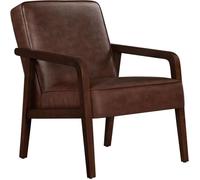 Yaheetech Fauteuil de Salon Similicuir - Cadre Métal Fauteuils et Chaises pour Salon Siège Bien Rembouré -Marron foncé Charge 136kg