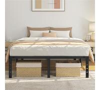 Yaheetech Lit Double 140x200cm avec Sommier en Métal Charge Max 363 kg Noir | Cadre de Lit pour Adultes Petit Espace Structure Renforcée Assemblage Simple avec Espace de Rangement pour Chambre Studio
