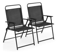 Yaheetech Lot de 2 Chaise de Jardin Extérieur Chaise Pliante Camping Portable Tissu en Polyester Respirant et Robuste Métal Noir