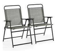 Yaheetech Lot de 2 Chaise de Jardin Pliante avec Tissu en Polyester Respirant et Robuste Cadre Métal, Gris