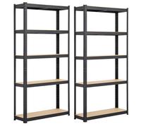 Yaheetech Lot de 2 Étagères de Garage 180 x 90 x 30 cm Meuble de Rangement Charge Lourde Une Paire de Gants Noir
