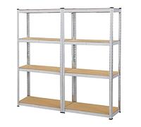 Yaheetech Lot de 2 Étagères de Rangement Charge Lourde Meuble de Garage Ratelier Cuisine Salon 80 × 40 × 160 cm Acier Galvanisé MDF Capacité de Chaque Tablette 130 kg