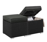 Yaheetech Lot de 2 Ottomanes de Jardin Tabouret Repose-Pieds en Résine Tressée avec Coussin Terrasse Balcon Extérieur Noir/Gris