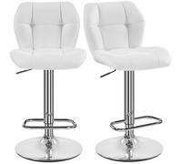 Yaheetech Lot de 2 Tabourets de Bar Réglables en Hauteur Chaises de Bar Tabouret Haut Charge Max.136 kg 44 × 50,5 × 89 cm Blanc