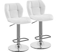 Yaheetech Lot de 2 Tabourets de Bar Réglables en Hauteur Modernes,Chaises de Bar en Similicuir et Métal,Tabouret Haut Capacité de Charge Maximale 136 kg,44 × 50,5 × 89 cm 2/Blanc