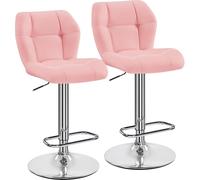 Yaheetech Lot de 2 Tabourets de Bar Réglables en Hauteur Modernes,Chaises de Bar en Similicuir et Métal,Tabouret Haut Capacité de Charge Maximale 136 kg,44 × 50,5 × 89 cm Rose