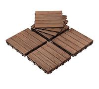 Yaheetech Lot de 22 Dalles de Terrasse Clipsable 30 cm × 30 cm, Dalles de Jardin en Bois de Sapin Convient pour 2 mètre carré, pour Intérieur Extérieur Patio Balcon Piscine 22 pièces