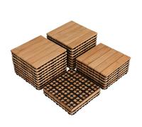 Yaheetech Lot de 27 Parquets Dalles de Terrasse Caillebotis en Bois Composite Couleur Bois