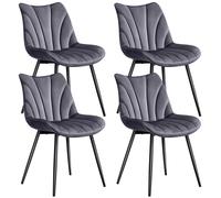 Yaheetech Lot de 4 Chaises de Salle à Manger avec Dossier Chaise de Cuisine Rétro Assise en Velours et Pieds en Métal Gris Foncé