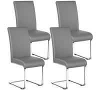 Yaheetech Lot de 4 Chaises de Salle à Manger Cuisine Piètement Acier Chromé Revêtement en Similicuir 50 cm de Hauteur Assise Gris Clair