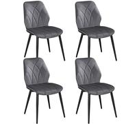 Yaheetech Lot de 4 Chaises de Salle à Manger Dossier Ergonomique Chaises de Cuisine Moderne Assise en Velours Bien Rembourrée Chaises de Chambre Cadre en Métal 58,5 × 44 × 82 cm Gris Foncé