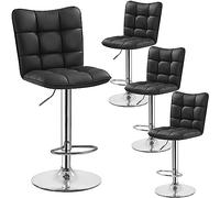 Yaheetech Lot de 4 Tabourets de Bar en Similicuir Réglables en Hauteur Chaises de Bar Assise Pivotante à 360° Tabourets de Cuisine pour Bar Salle à Manger Comptoir 50 × 43,5 × 92,5 cm Noir