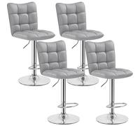 Yaheetech Lot de 4 Tabourets de Bar en Similicuir Réglables en Hauteur Chaises de Bar Assise Pivotante à 360° Tabourets de Cuisine pour Bar Comptoir Restaurant 50 × 43,5 × 92,5 cm Gris Clair