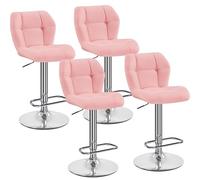 Yaheetech Lot de 4 Tabourets de Bar Réglables en Hauteur Modernes,Chaises de Bar en Similicuir et Métal,Tabouret Haut Capacité de Charge Maximale 136 kg,44 × 50,5 × 89 cm Rose