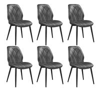 Yaheetech Lot de 6 Chaises de Salle à Manger en Similicuir Dossier Ergonomique Chaises de Cuisine Bien Rembourrée Chaises de Chambre Cadre en Métal Capacité de Charge Maximale 136 kg Gris Foncé