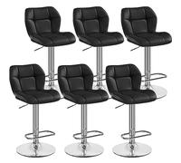 Yaheetech Lot de 6 Tabourets de Bar Réglables en Hauteur Modernes,Chaises de Bar en Similicuir et Métal,Tabouret Haut Capacité de Charge Maximale 136 kg,44 × 50,5 × 89 cm Noir