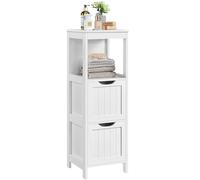 Yaheetech Meuble Rangement Salle de Bain Colonne Salle de Bain Armoire Toilette Meuble WC avec 2 Tiroirs et 1 Etage 30 x 30 x 89 cm Blanc