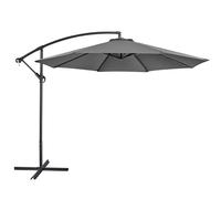Yaheetech Parasol Déporté 3M Parasol de Jardin Inclinable 8 Baleines avec Armature en Métal, avec Pied Bouton-poussoir Manivelle Protection Solaire pour Piscine Jardin Balcon Plage Gris