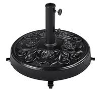 Yaheetech Pied de Parasol à roulettes 25 KG, Base de Parasol Vintage à Motif Rose pour Mât de Ø 34mm/38mm/48mm du Parasol, Support Pied Parasol pour Jardin, Terrasse, Plage (Noir)