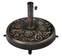 Yaheetech Pied de Parasol à roulettes 25 KG, Base de Parasol Vintage à Motif Rose pour Mât de Ø 34mm/38mm/48mm du Parasol, Support Pied Parasol pour Jardin, Terrasse, Plage (Bronze)