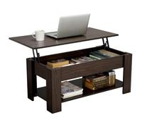Yaheetech Table Basse Contemporain avec Plateau Relevable Brun Foncé Compartiment Caché Table de Salon Moderne 98 x 50 x 42 cm