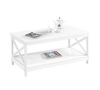 Yaheetech Table Basse de Salon en Bois Moderne Pied X avec 1 Étagère de Rangement Ouvert Meuble de Salon Bureau Chambre Blanc 100 x 50 x 45 cm