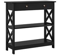 Yaheetech Table Console en Bois Meuble d'Entrée avec 2 Étagère de Rangement Design en Forme X Salon Couloir Table d'appoint Noir
