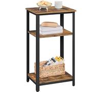 Yaheetech Table d'Appoint Idustrielle, Bout de canapé en Bois Vintage, Table de Chevet avec 3 Étagères de Rangement pour Salon Chambre Bureau Cuisine Brun Rustique 40 x 30 x 74,5 cm