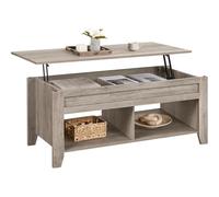Yaheetech Table de Basse Relevable avec Plateau relevable, Table de Salon Fonctionnelle avec Deux Compartiements Caché, Design Moderne en Bois MDF 104 x 49 x 49/61 cm Gris