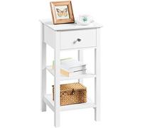 Yaheetech Table de Chevet Blanc Table de Nuit en Bois avec 1 Tiroir et 2 Étagères Bout de Canapé Étroit 35 × 35 × 70 cm Salon Chambre