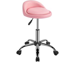 Yaheetech Tabouret de Travail à roulettes Rose Réglable Pivotant Chaise pour Salon Message Siège avec Dossier Bas 46,5 - 61 cm