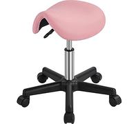 Yaheetech Tabouret roulettes Ergonomique Selle 45.5-60cm Rose