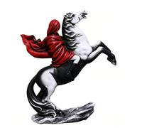 Yahu Lando Banksy Statue en résine inspirée du cavalier sur un cheval, figurine d'art de rue de 17 cm, cape rouge, décoration de bureau moderne pour décoration d'étagère et collectionneurs d'art