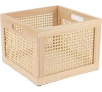 YAHUAN Boîte de rangement en bois de bambou Cube Panier à bois Boîtes en osier Organisateur Maison Bureau Armoire Étagère