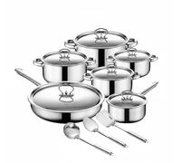 Yajuyi Batterie de Cuisine en Acier Inoxydable Set de Casseroles Poêles Marmites Ustensiles Construction Répartition de Chaleur Uniforme avec Couvercles et