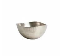 Yajuyi Bol de Rangement Décoratif Bol Plateau Corbeille en Aluminium Texturé Forme Double Usage Service et Déco Valorise Objets Adapté aux Intérieurs, Silver, L